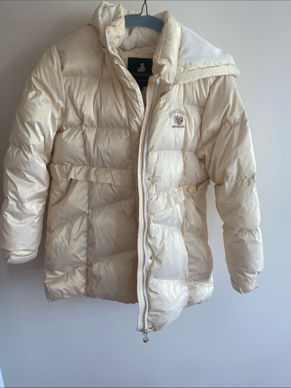 Kids Cream Puffer Jacket with Hood - Brand Unspecified
